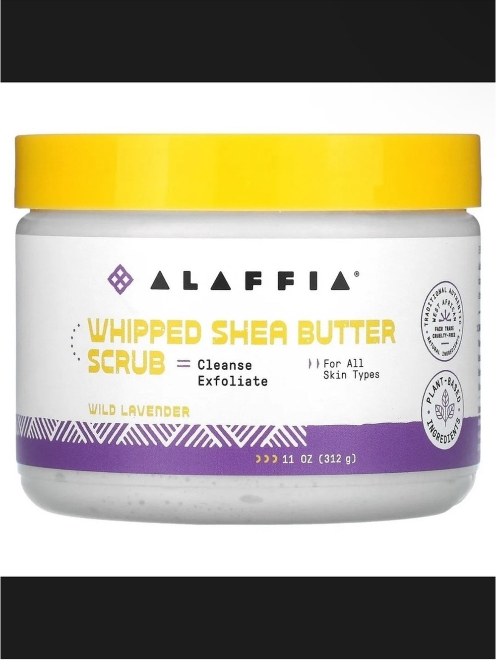 Alaffia Whipped Shea Butter Scrub in Wild Lavender 312 g / 11 oz NEW